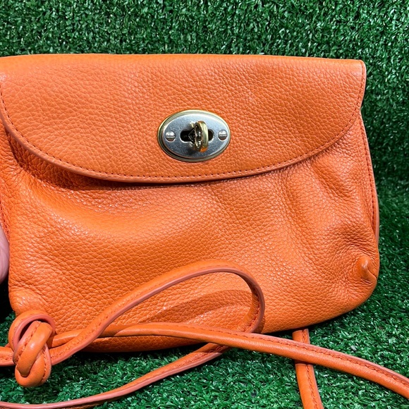 Fossil Bags Fossil Genuine Leather Orange Small Bag Poshmark